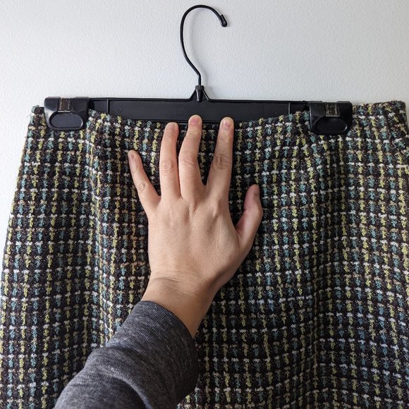 size 42 United Colours of Benetton High Waist Plaid Tweed Skirt Taglia - Picture 4 of 6